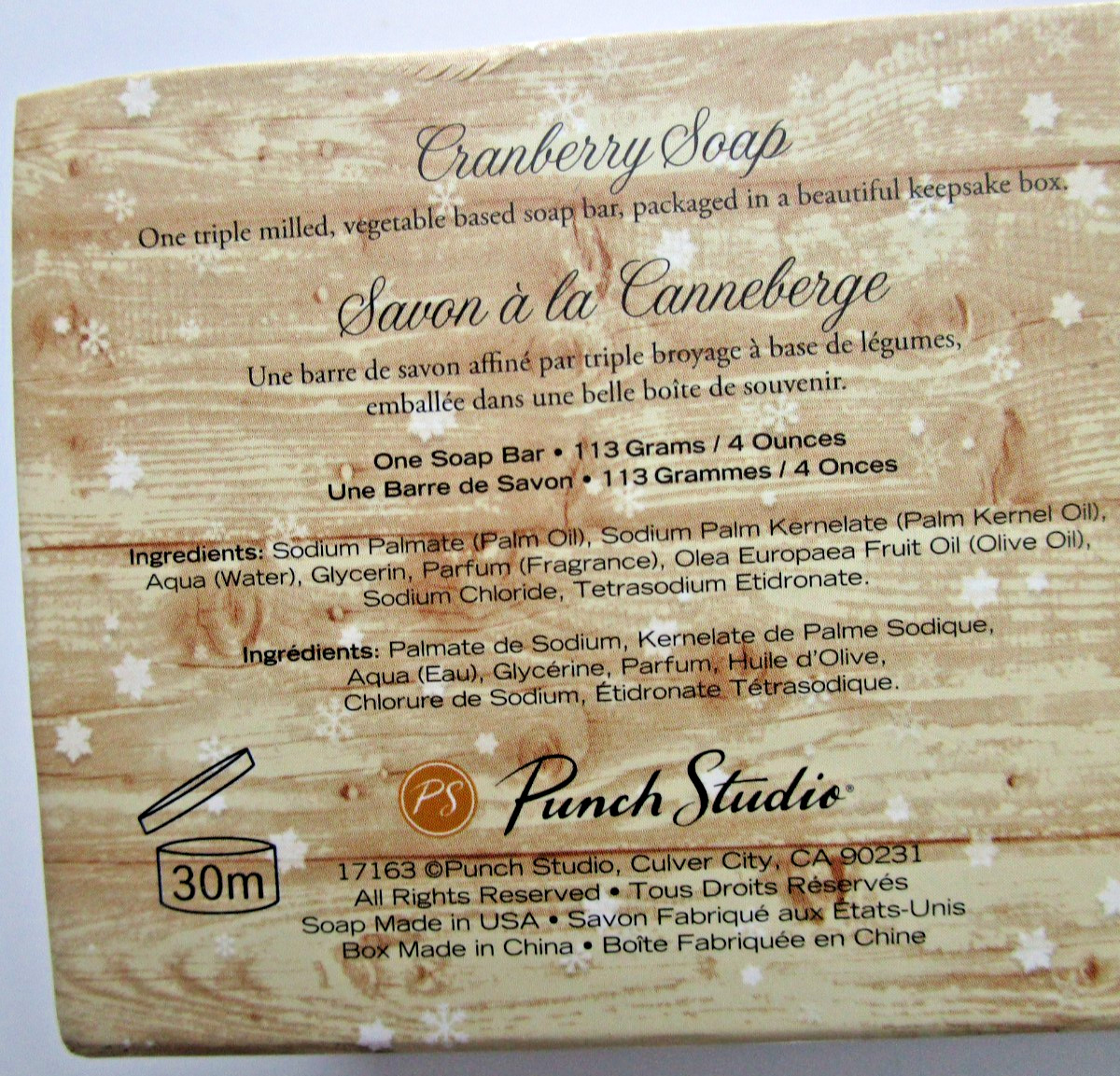 PUNCH STUDIO Cranberry Soap Bar Music Box We Wish You a Merry Christmas NEW USA