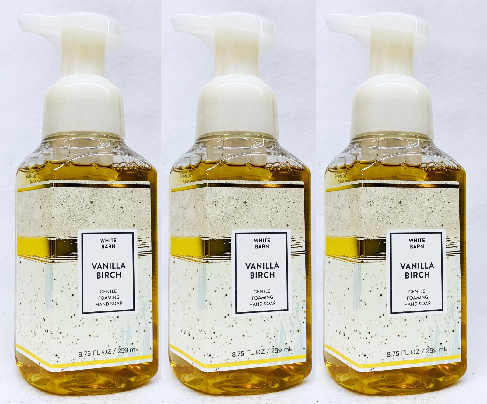 3 Bath & Body Works VANILLA BIRCH Gentle Foaming Hand Soap 8.75 oz