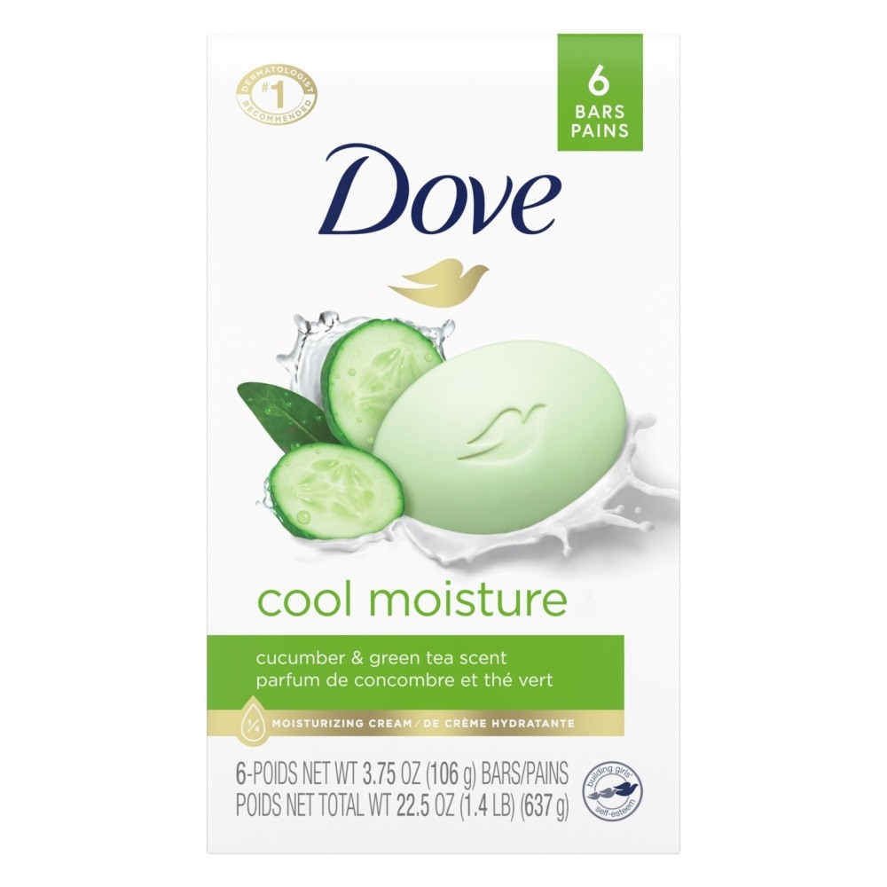 Dove Beauty Bar Cool Moisture – 6 x 3.75 oz – Cucumber and Green Tea – 6 count