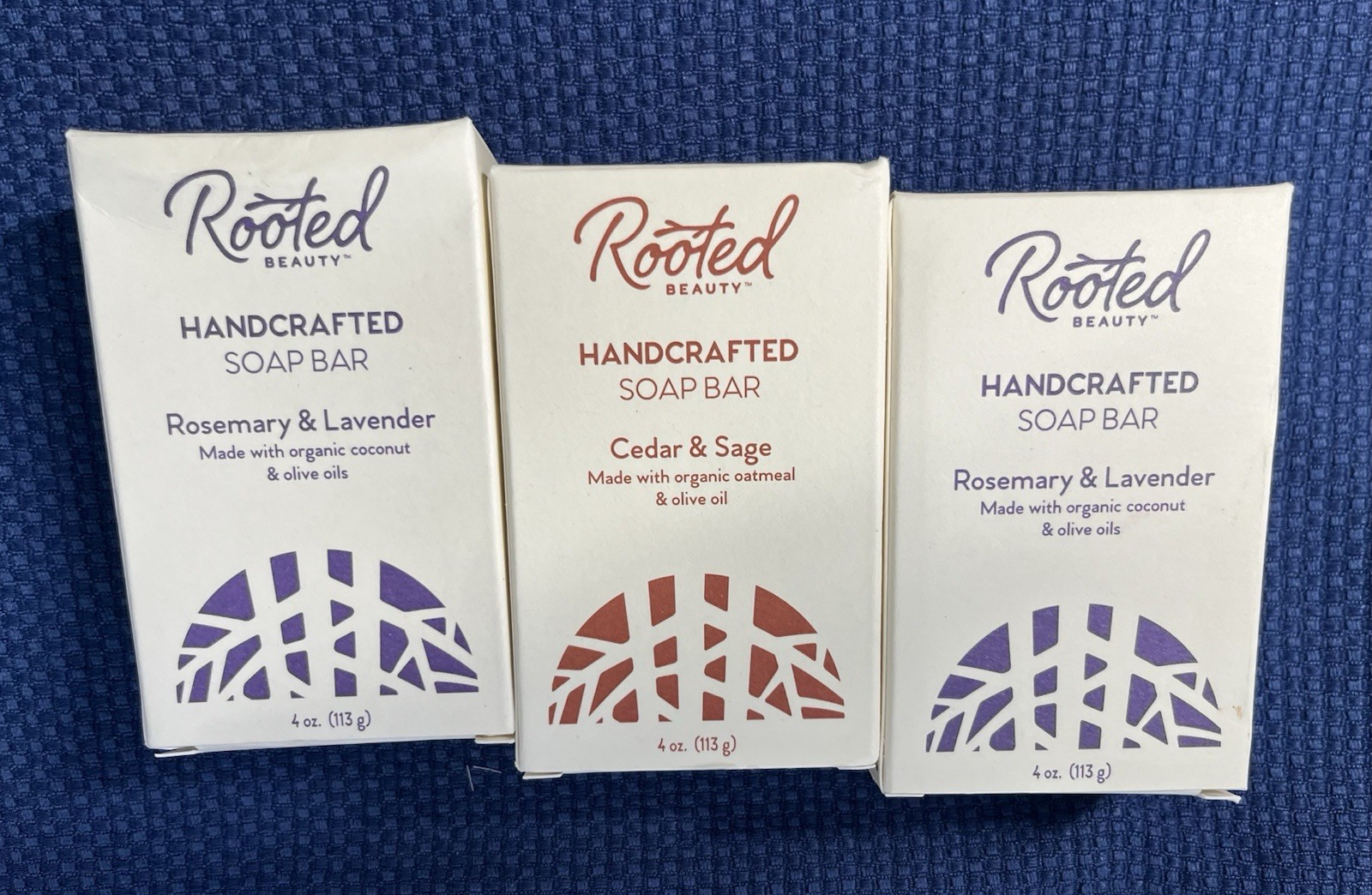 Rooted Beauty Handcrafted Soap Rosemary & Lavender (2) Cedar & Sage (1) new