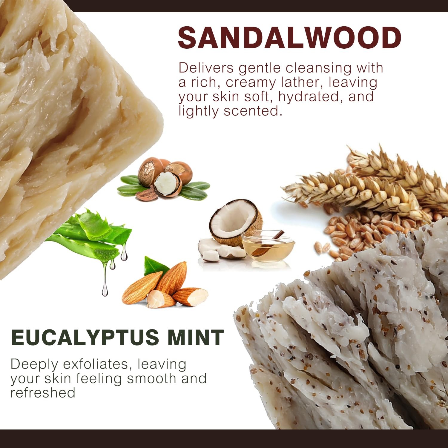 Mens Soap Bar Set 6Pcs Natural Handmade Cleansing Bar Soap Set Moisturizing E…