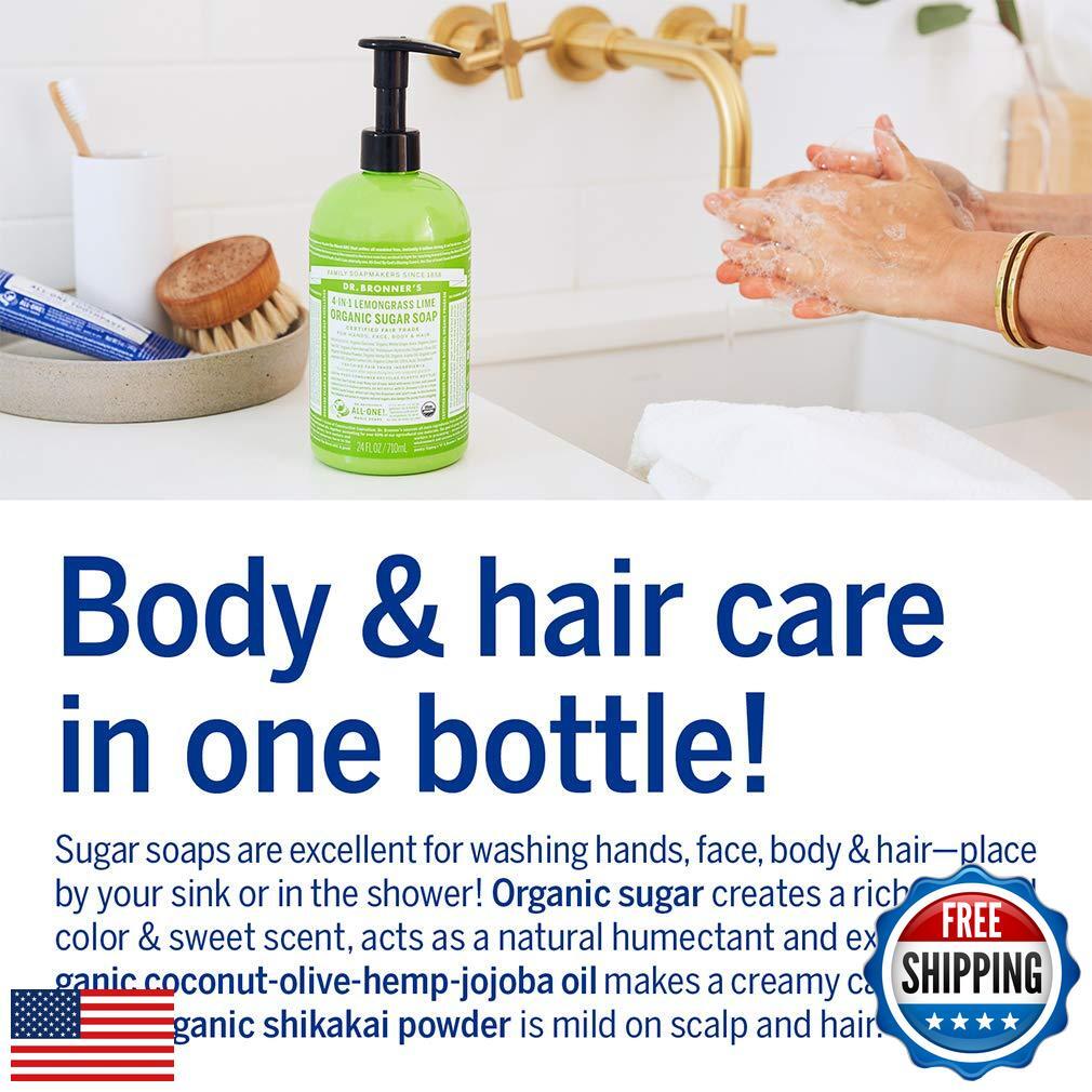 Dr. Bronner’s – Organic Sugar Soap (Lemongrass, 64 Ounce) – Made with Organic