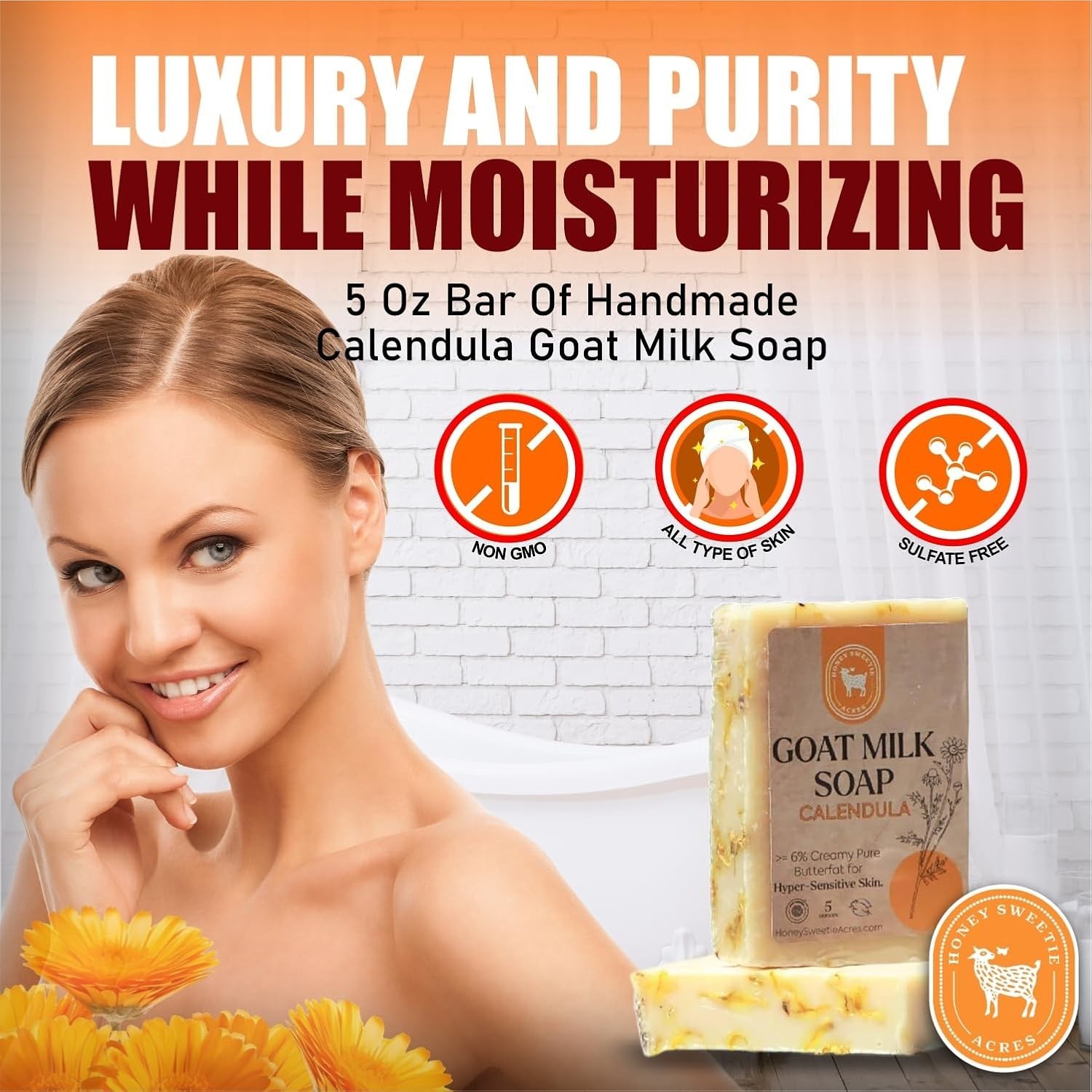 Honey Sweetie Acres 5-Pack Handcrafted Goat Milk Soap Flower garden