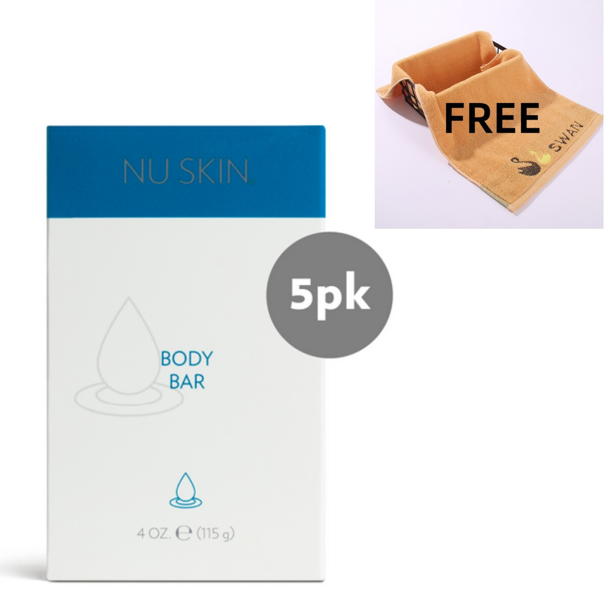 Nu Skin Nuskin body bar refill pack contains 5 bars + 1 free towel #167
