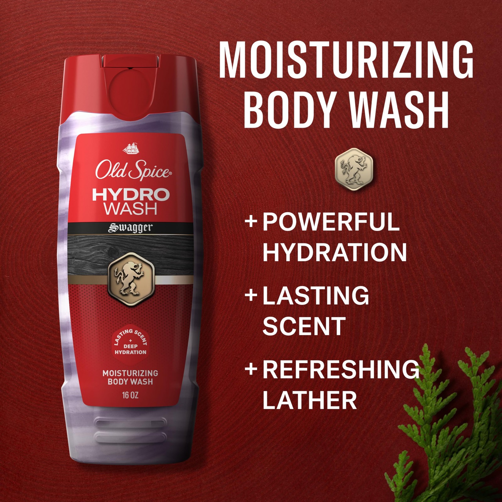 Old Spice Moisturizing Body Wash for Men, Hydro 16 Fl Oz (Pack of 1), RED