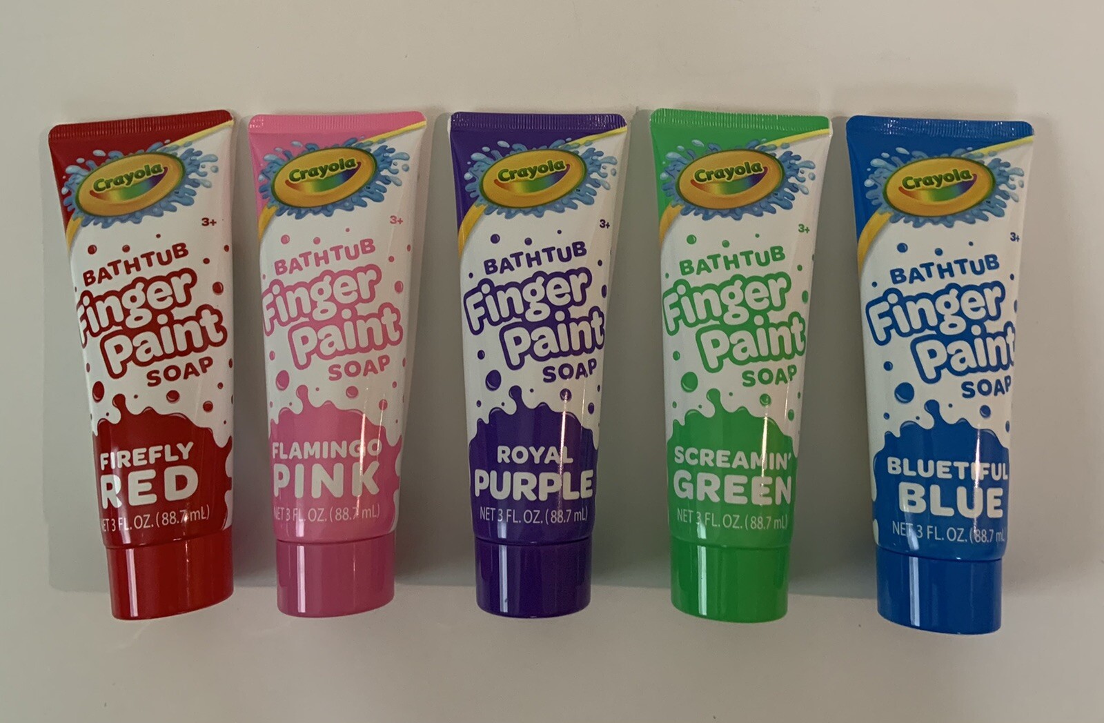 5PC SET: Crayola Bathtub Finger Paint Soap Kids 3oz: Blue Red Green Pink Purple