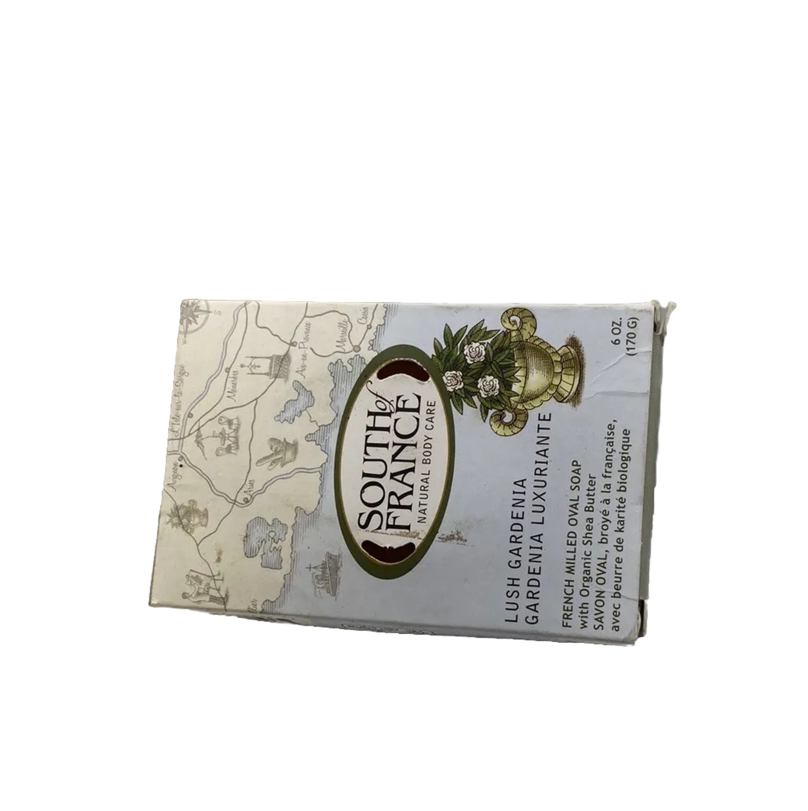 South Of France Milled Bar Soap, Gardenia, 6 Oz Oval Beauty Bath Bathe Collect