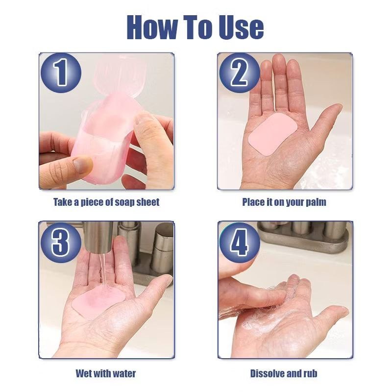 10 x Mini Hand Soap Box 20 Sheets Travel Disposable Paper Sheets Scented Soap