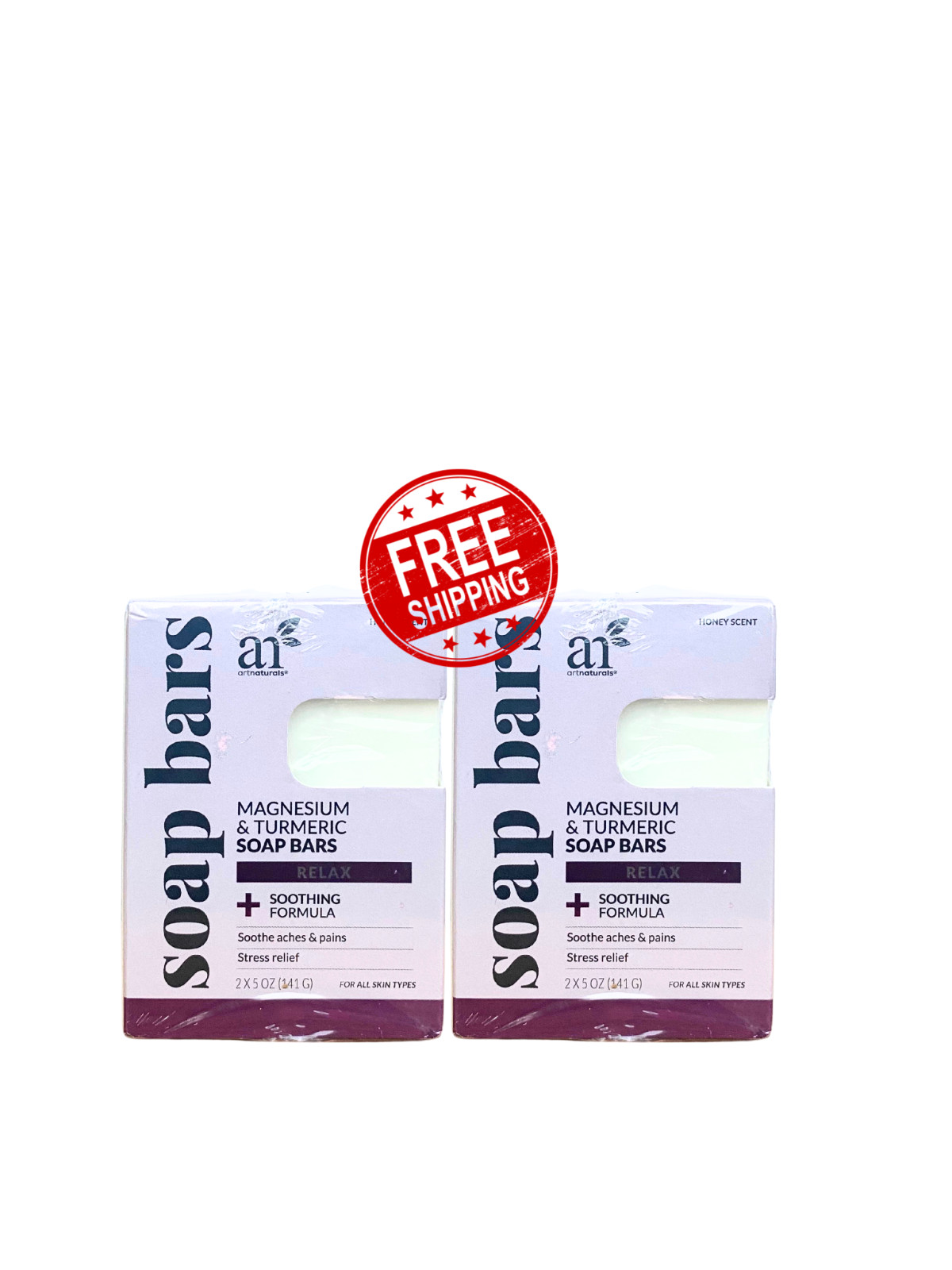 ArtNaturals Magnesium & Turmeric Soap Bars – Honey Scent | Stress Relief & Aches