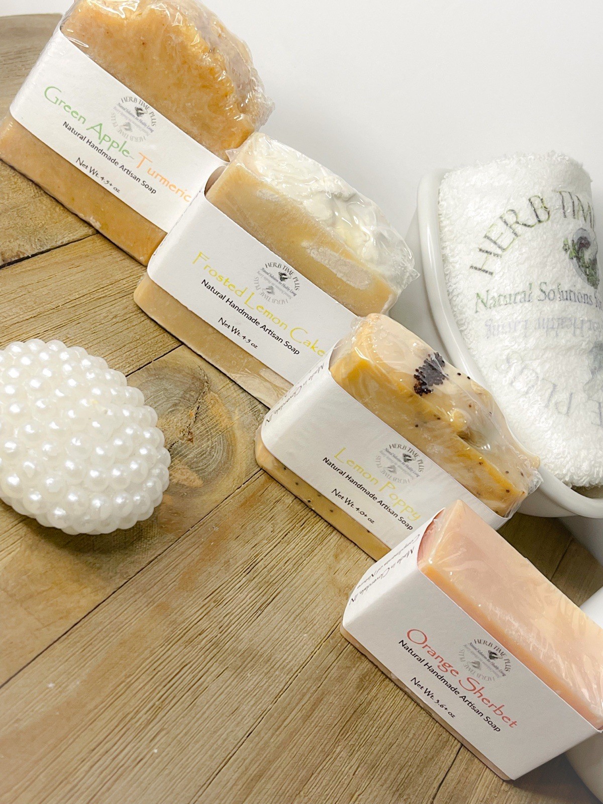 Handmade Artisan Soap – 4 Bar Citrus Set | Green Apple, Lemon Poppy, Orange