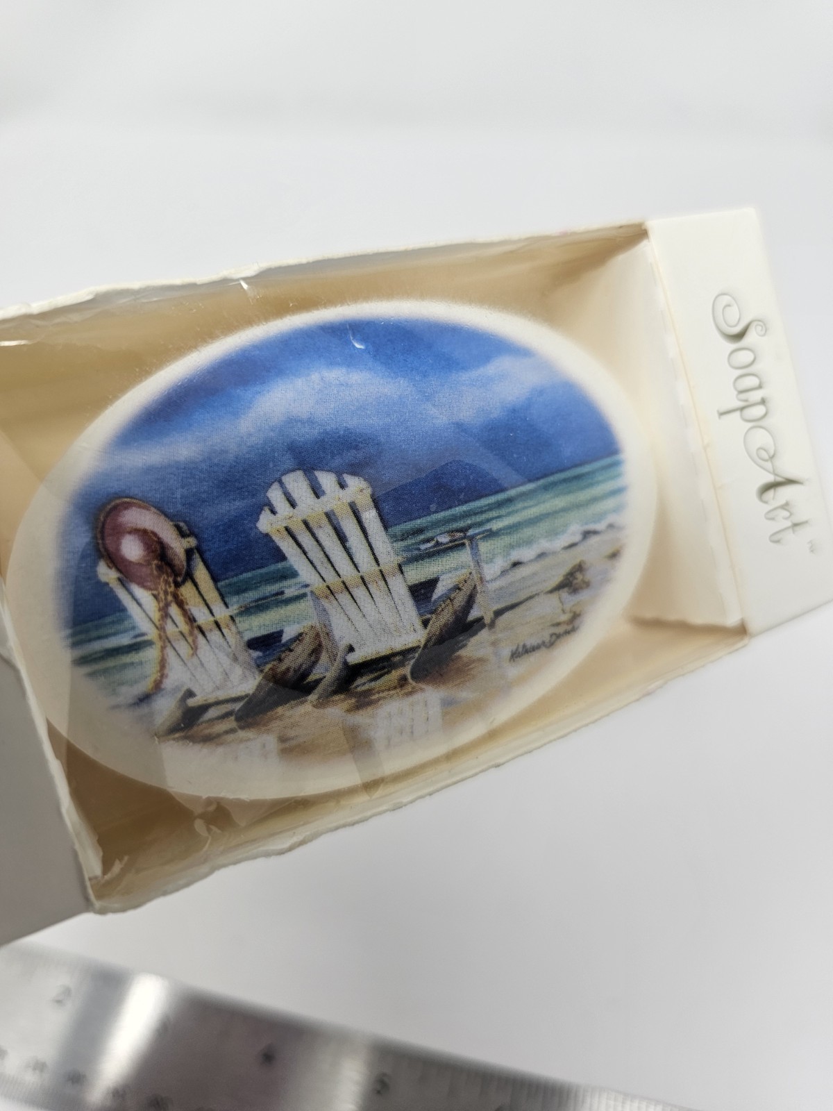 Soap Art Oval Soap Beach Scene Vintage Coastal Decor