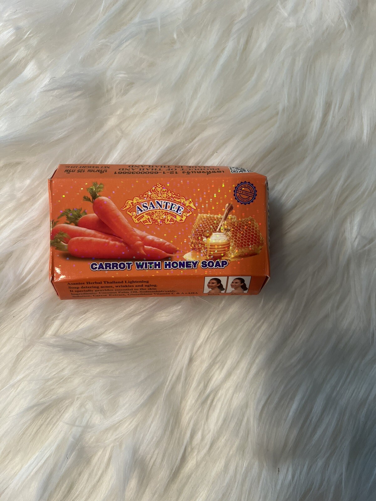 2X Carrot and HONEY Soap Asantee Face And body Anti Acne Wrinkles & Aging125 g