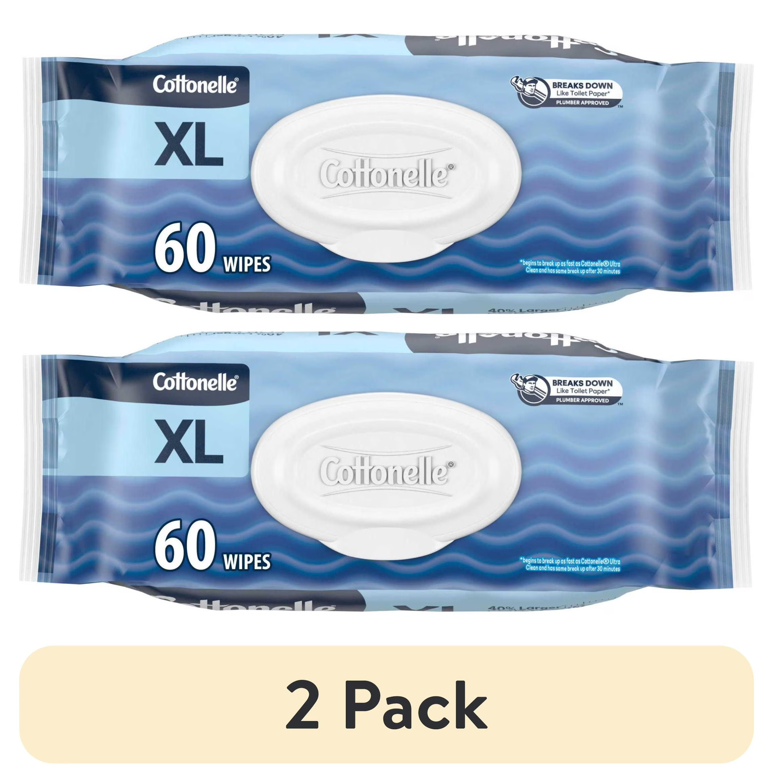 2 pack) Ultra Fresh XL Flushable Wet Wipes, 1 Flip- Pack