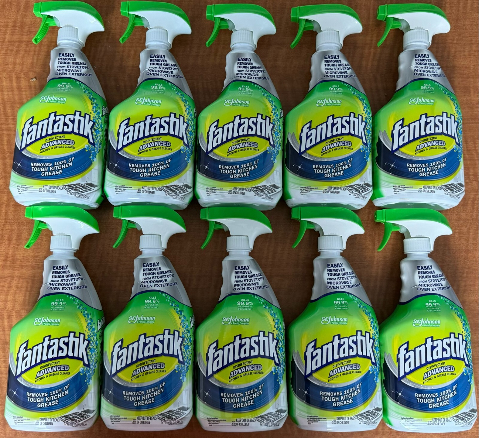 Pack of 10 Fantastik Advanced Kitchen and Grease Cleaner 32 Fl oz