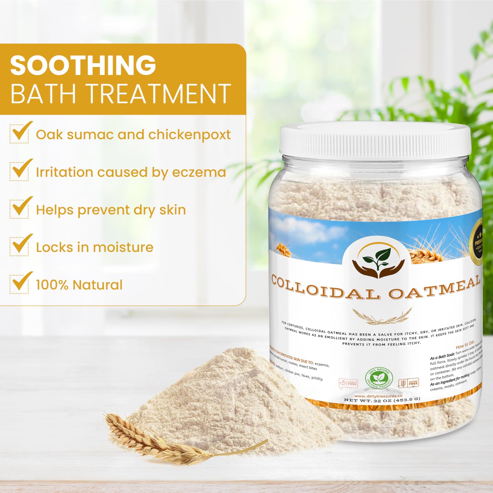 Dirty Treasures Colloidal Oatmeal Bath | Eczema Itchy Skin Relief | Baby-Saf…