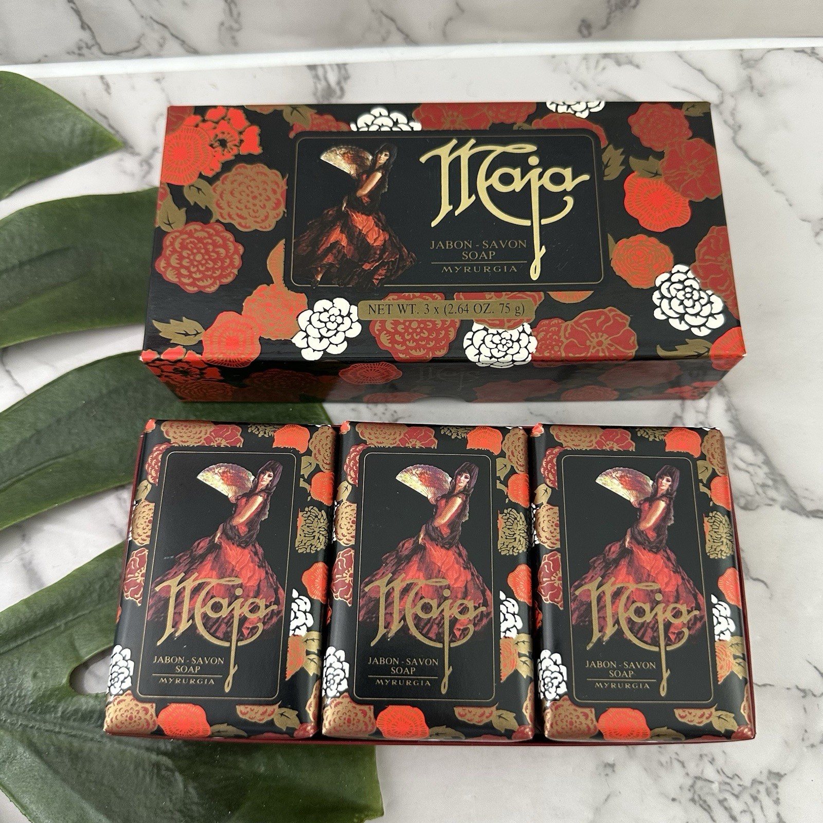 Maja Jabon Savon Soap Boxed Set New 3 Bars Perfumed Spain Myrurgia 2.6 oz Vtg