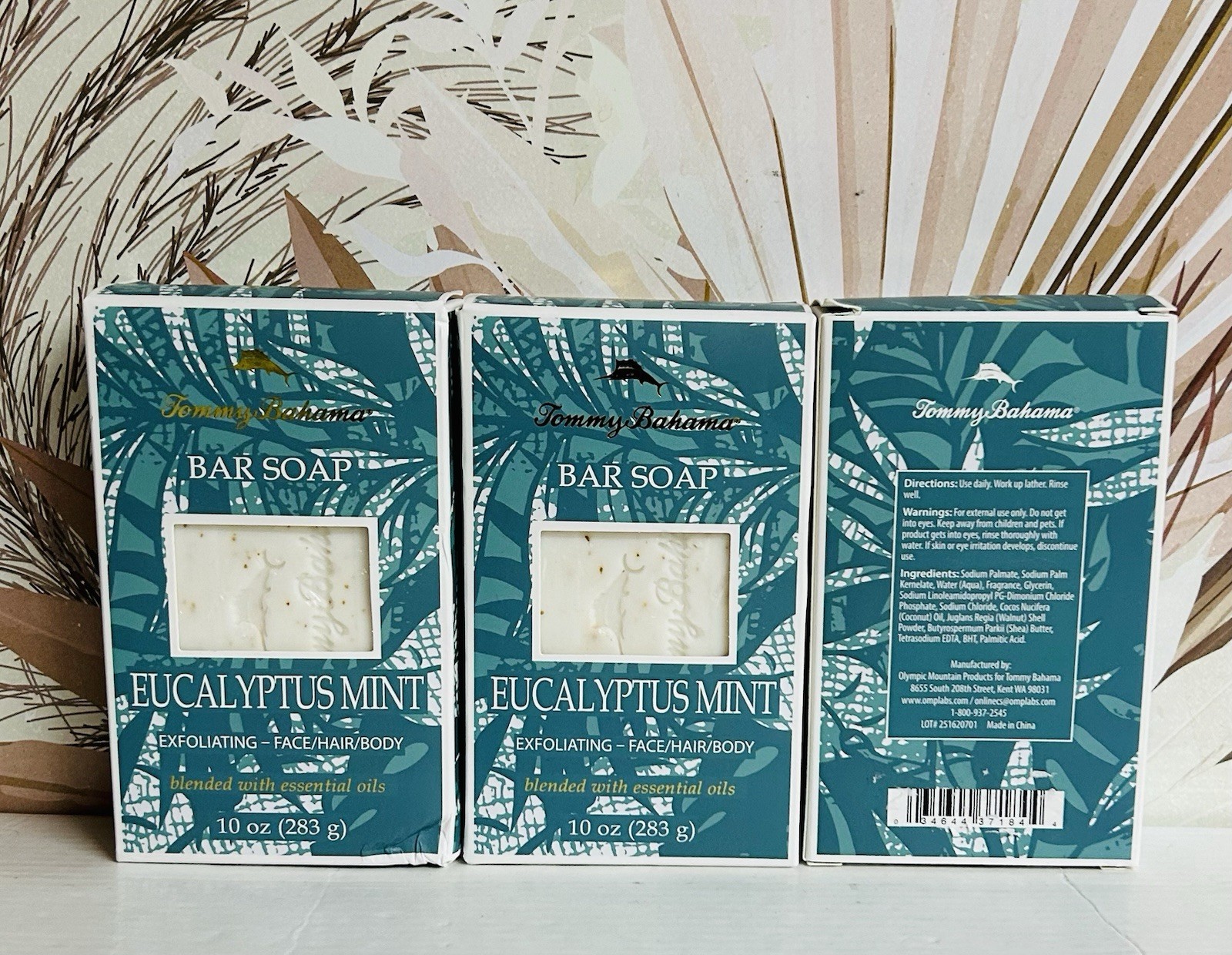 3-Pack Tommy Bahama ~ Eucalyptus Mint Exfoliating Bar Soap 10 oz Each