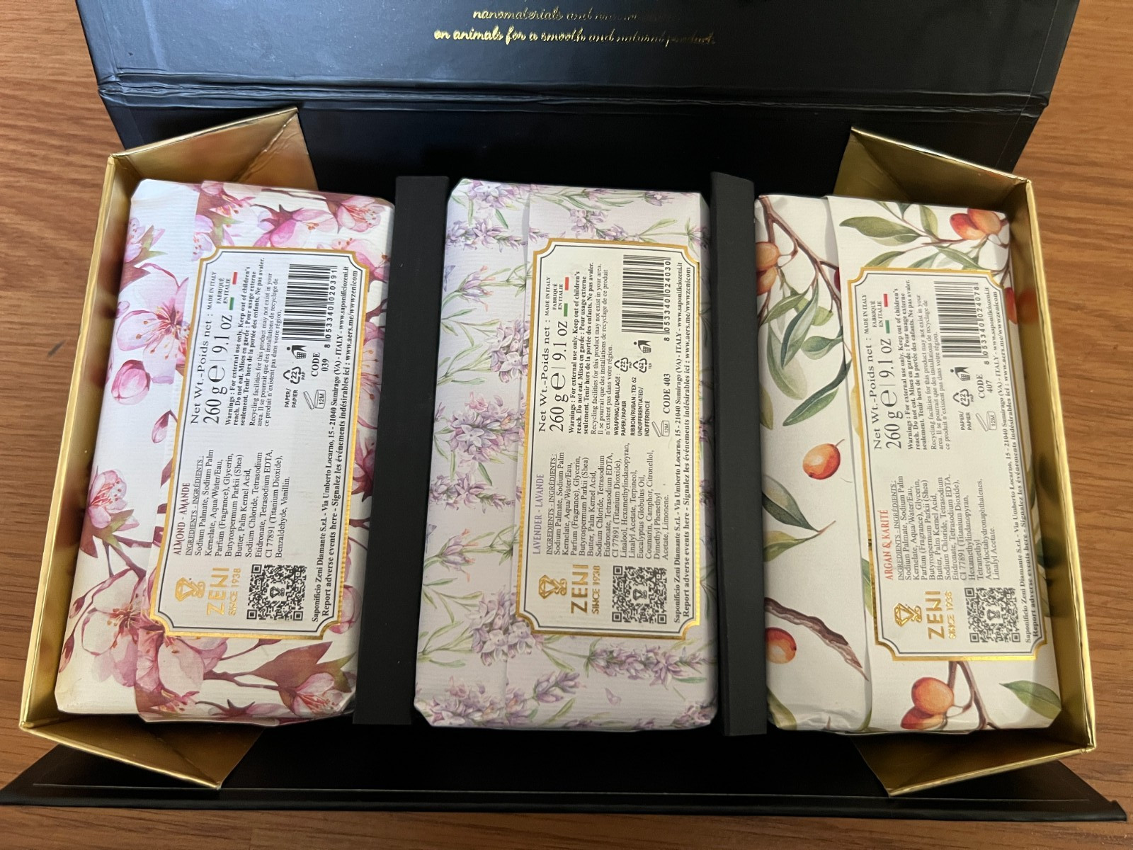Zeni Diamante Fine Triple Milled Soap Bar (3 Bars), Made In Italy, 9.1 oz each