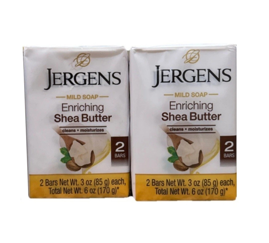 NEW! JERGENS (4-BARS) 3 Oz. (85 g) 🟡🫧 ●SHEA BUTTER● ~Enriched~ Mild Soap🫧.