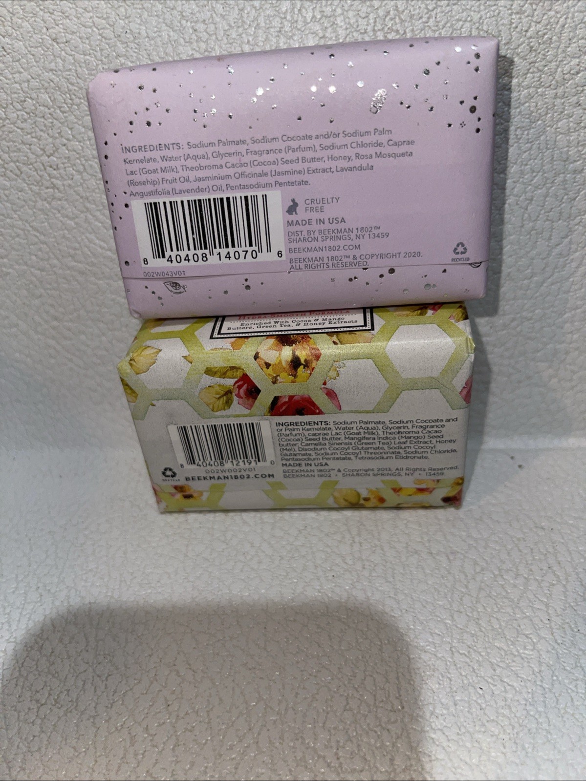 2 Bar Lot Beekman 1802 Goat Milk Soap Apricot & Honey Tea,Spring Blossom 3.5 oz