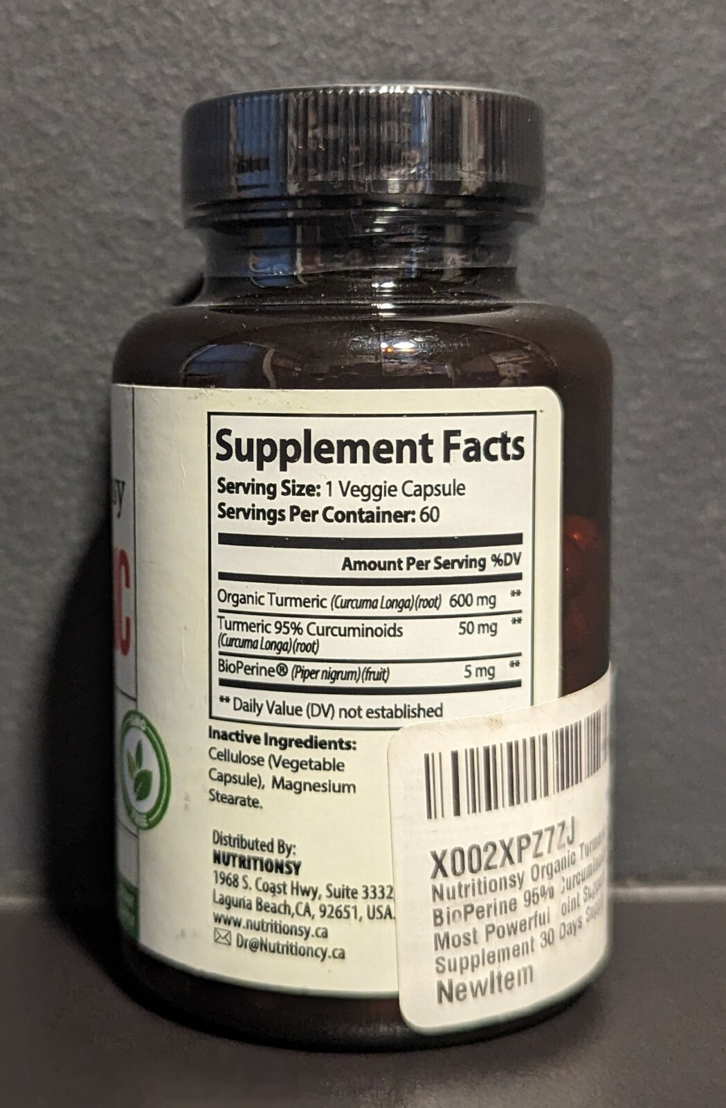 Nutritionsy Turmeric – 600mg – 60 capsules – Anti-Aging – Heart and Joint Health