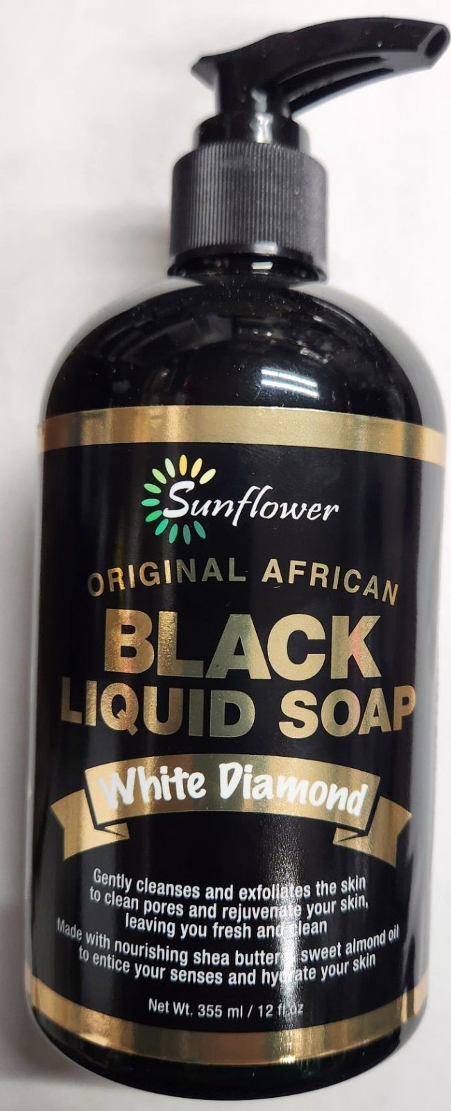 “SUNFLOWER” OROGINAL AFRICAN BLACK LIQUID SOAP 12 OZ