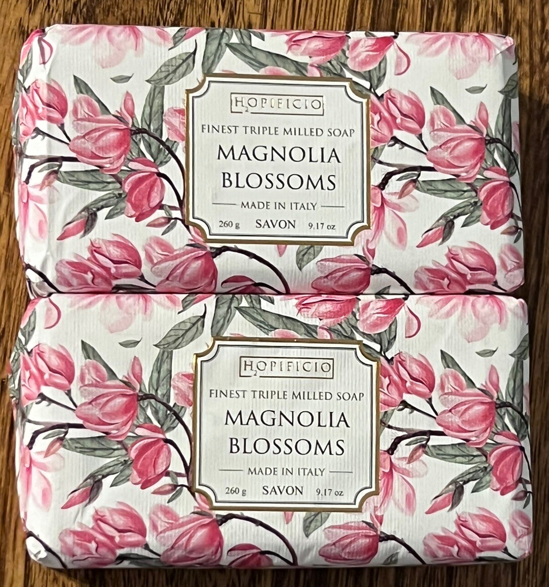 2 Bars (9.17 oz ea) Hopificio Bar Soap Classic Magnolia Blossoms Made in Italy