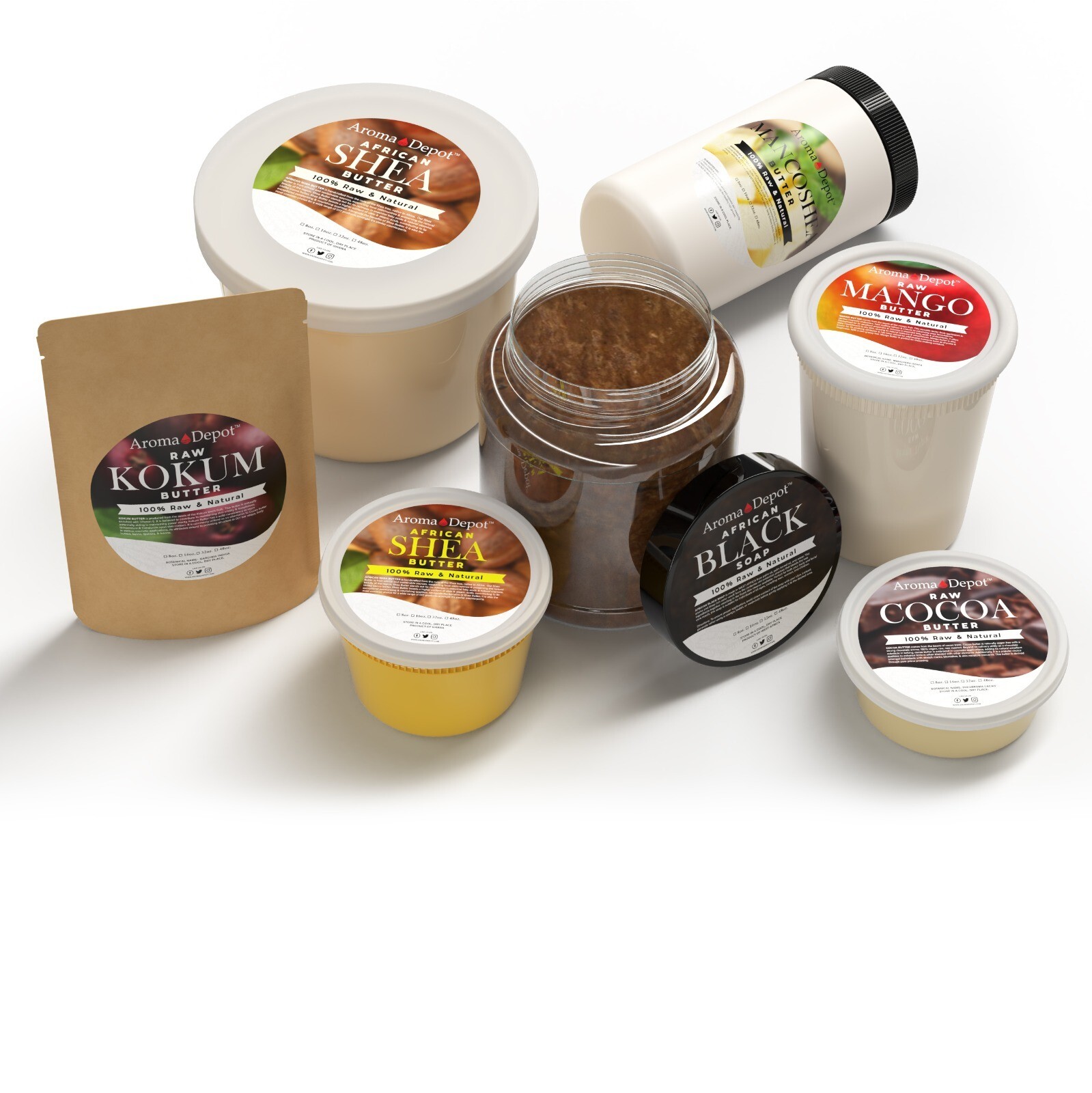 Shea Butter 8 oz. Cocoa Butter, Mango Butter, Kokum Butter Soap Paste 6 PACK