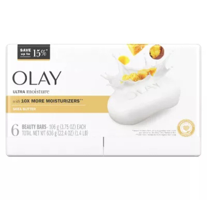 NEW! OLAY (6-BARS) 3.75 Oz. Bars ●SHEA BUTTER● Ultra 10X Moisture Beauty Bars.