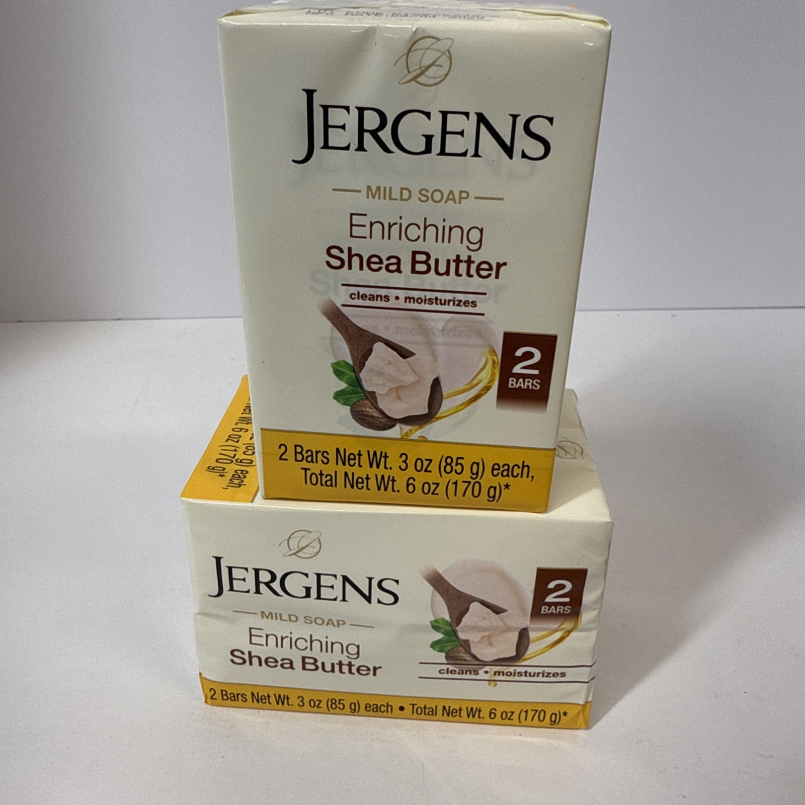 § JERGENS (4-BARS) 3 Oz. (85g) 🟡🫧 ●SHEA BUTTER● 🟡🫧 ≈ENRICHING≈ Mild Soap 🫧.