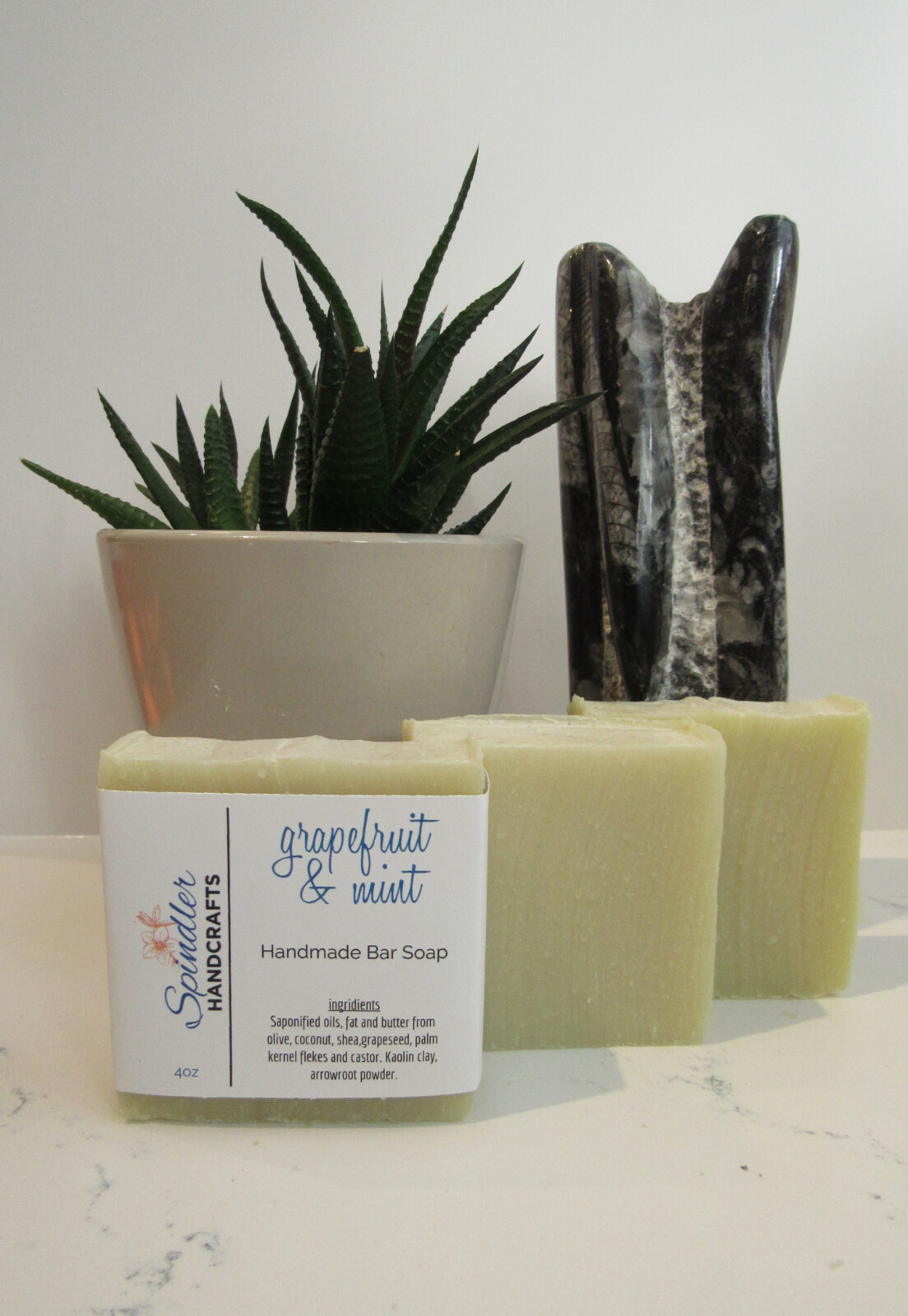 GRAPEFRUIT & MINT – Moisturizing Handmade – Homemade Clay Bar Soap, wt. 4oz