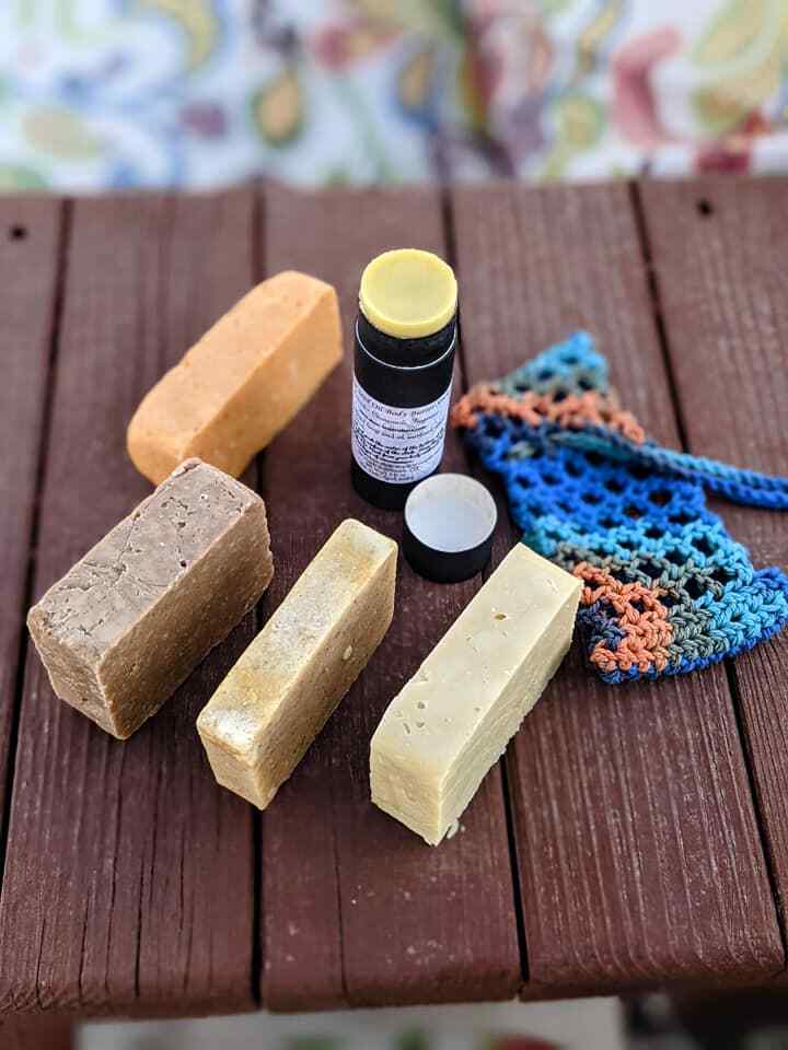 4 Cold Processed Soaps, Eco-Friendly Soap Saver & 2.5 oz Body Butter Stick