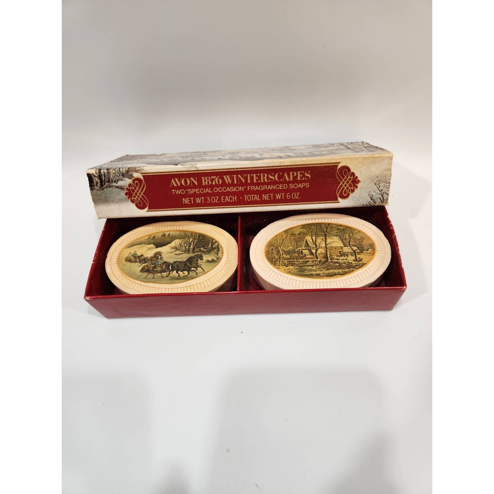 Avon 1876 Winterscapes 2 Piece Fragrance Soap Box Set Currier & Ives New