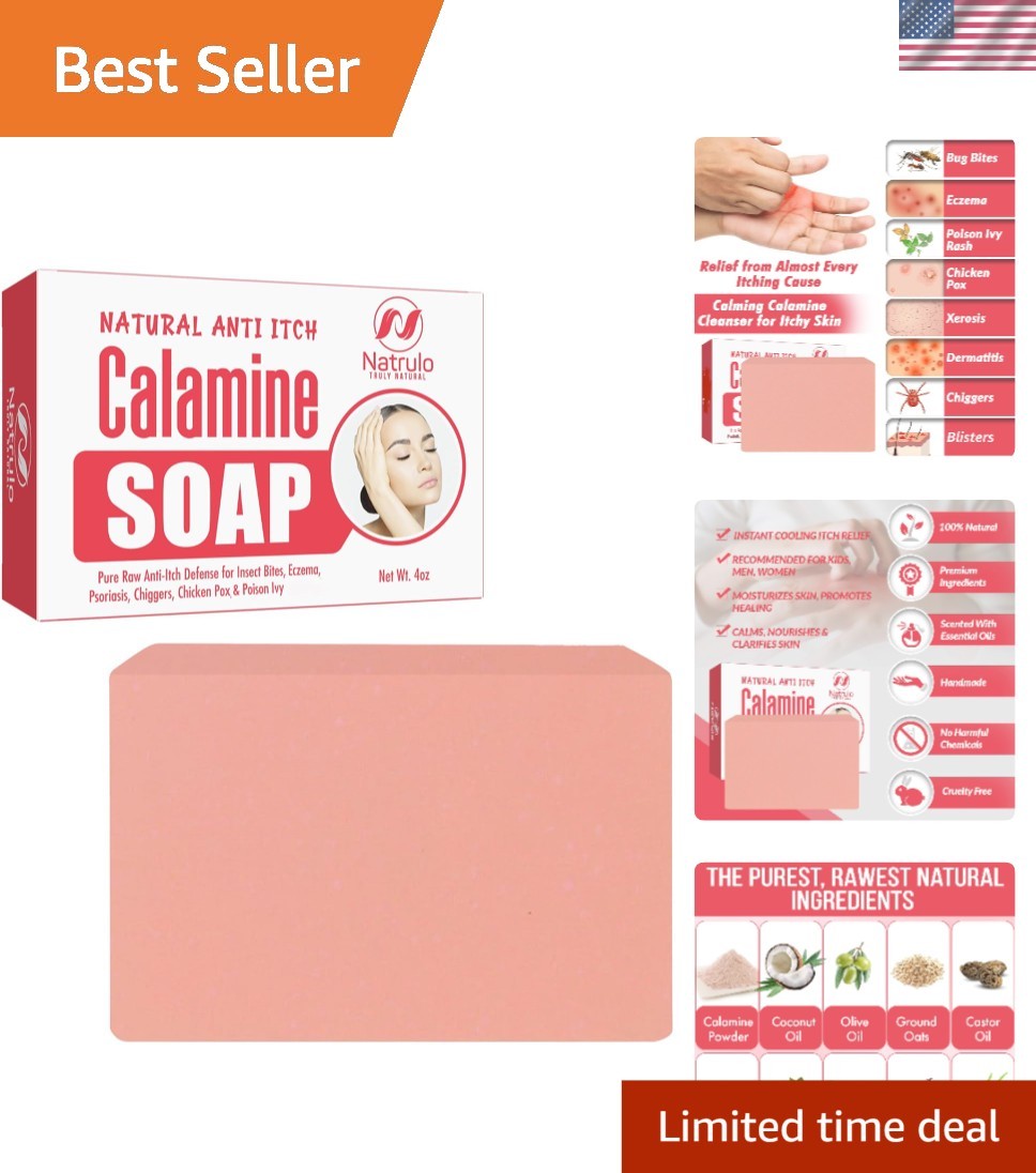 Organic Itch Relief Soap Bar with Calamine – Instant Soothing for Sensitive Skin