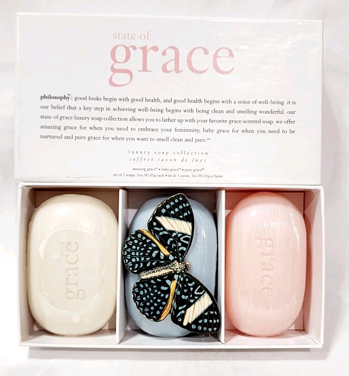 Philosophy State of Grace AMAZING BABY PURE Luxury Soap Bar Set 3 oz/85.05g New