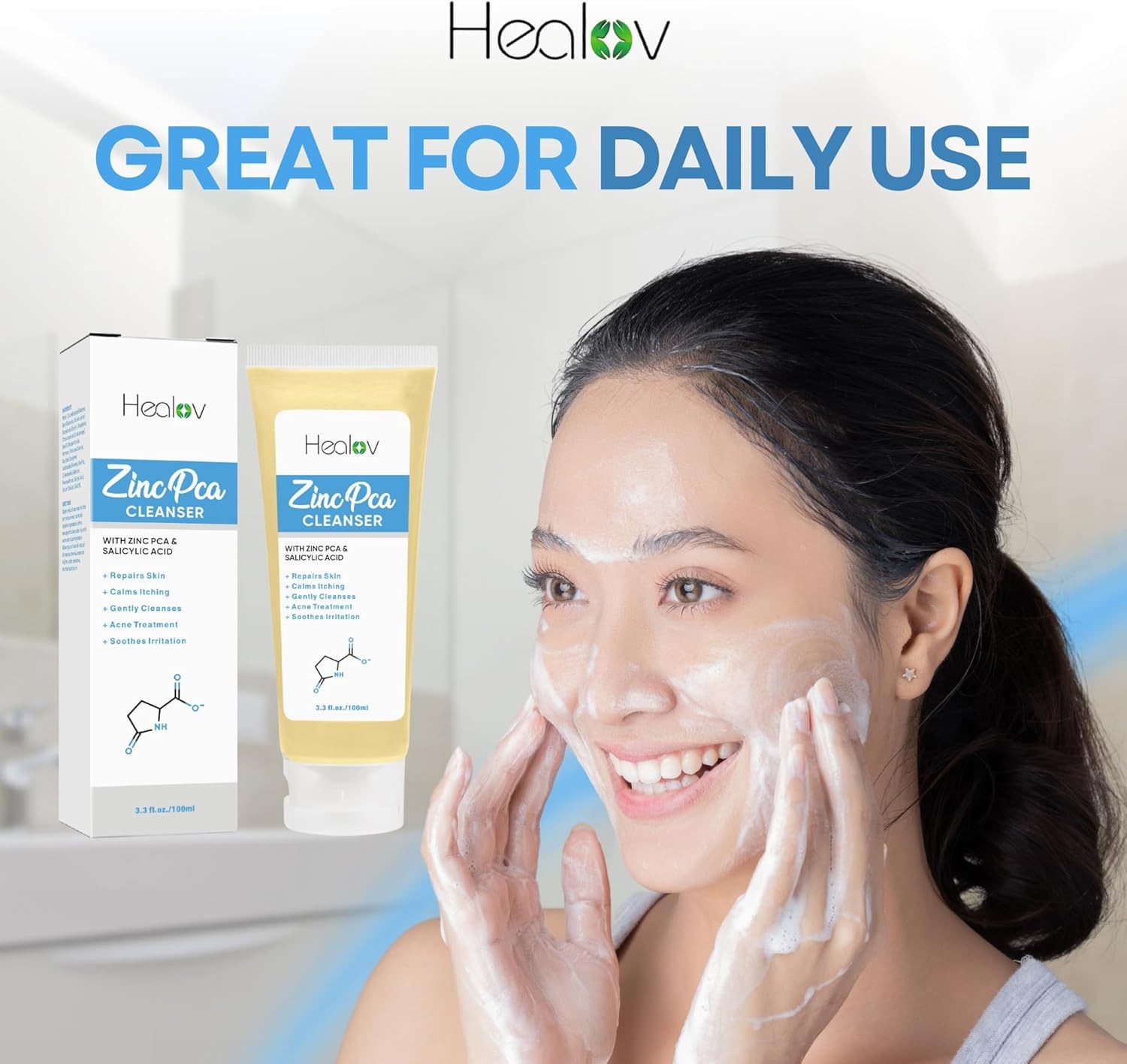 Zinc Face Wash | Zinc Soap Skin Therapy Body Cleanser for Acne, Rosacea, Eczema,