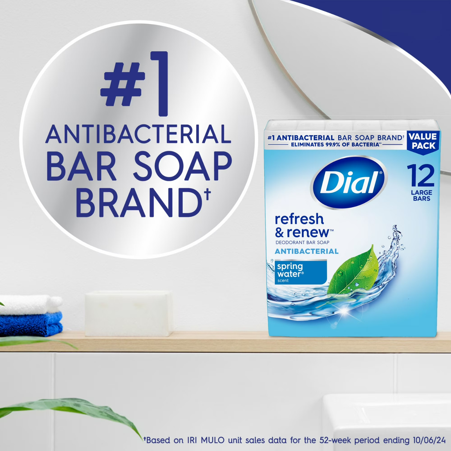 3 Pack Dial Antibacterial Bar Soap Spring Water 4 oz 12 Bars Deodorant Clean