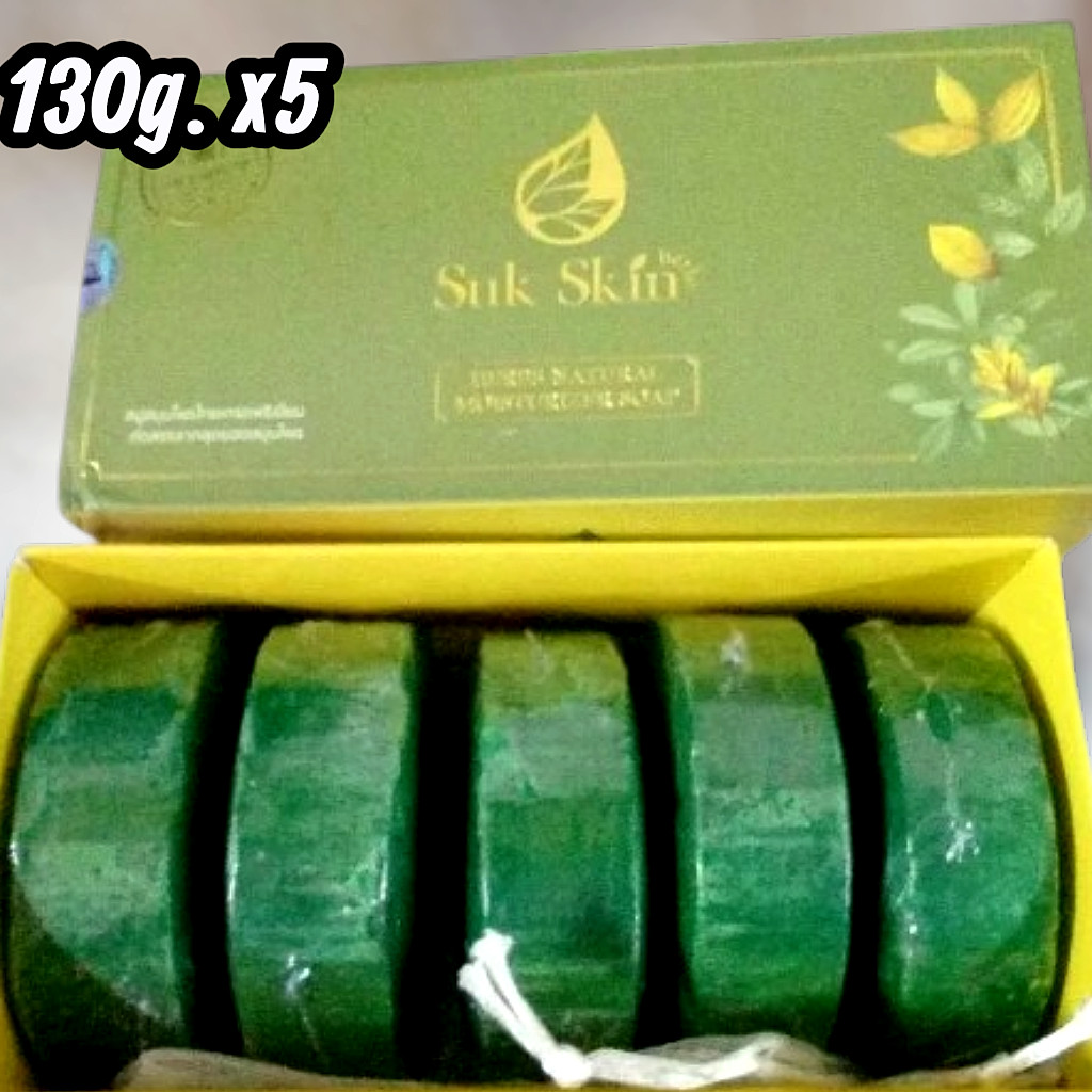Suk Skin Thai Herbal Soap Bar 130g. x5 Deodorizing formula Natural Refreshing