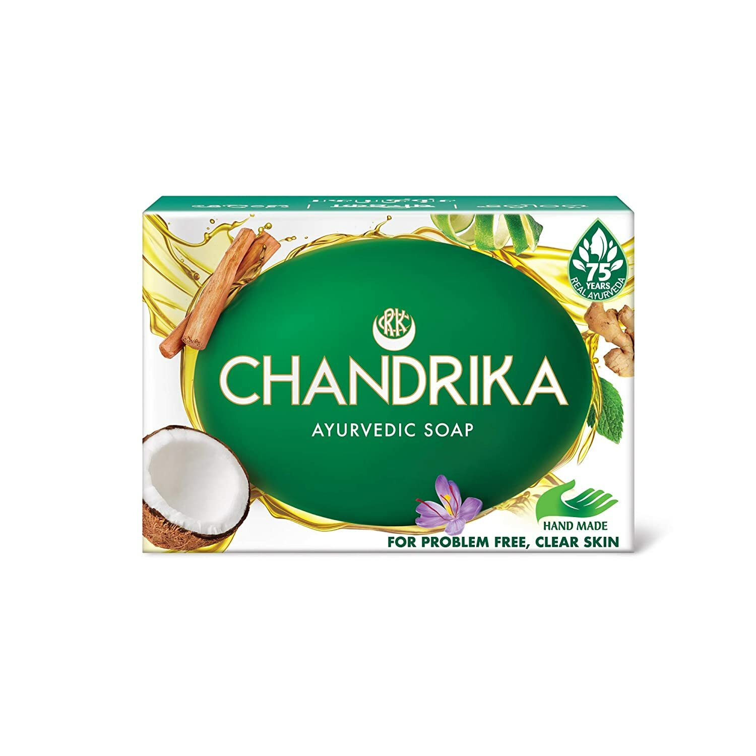 Chandrika Ayurvedic Soap Hand Made -Problem Free Clear Skin – 75 Gram -Free Ship