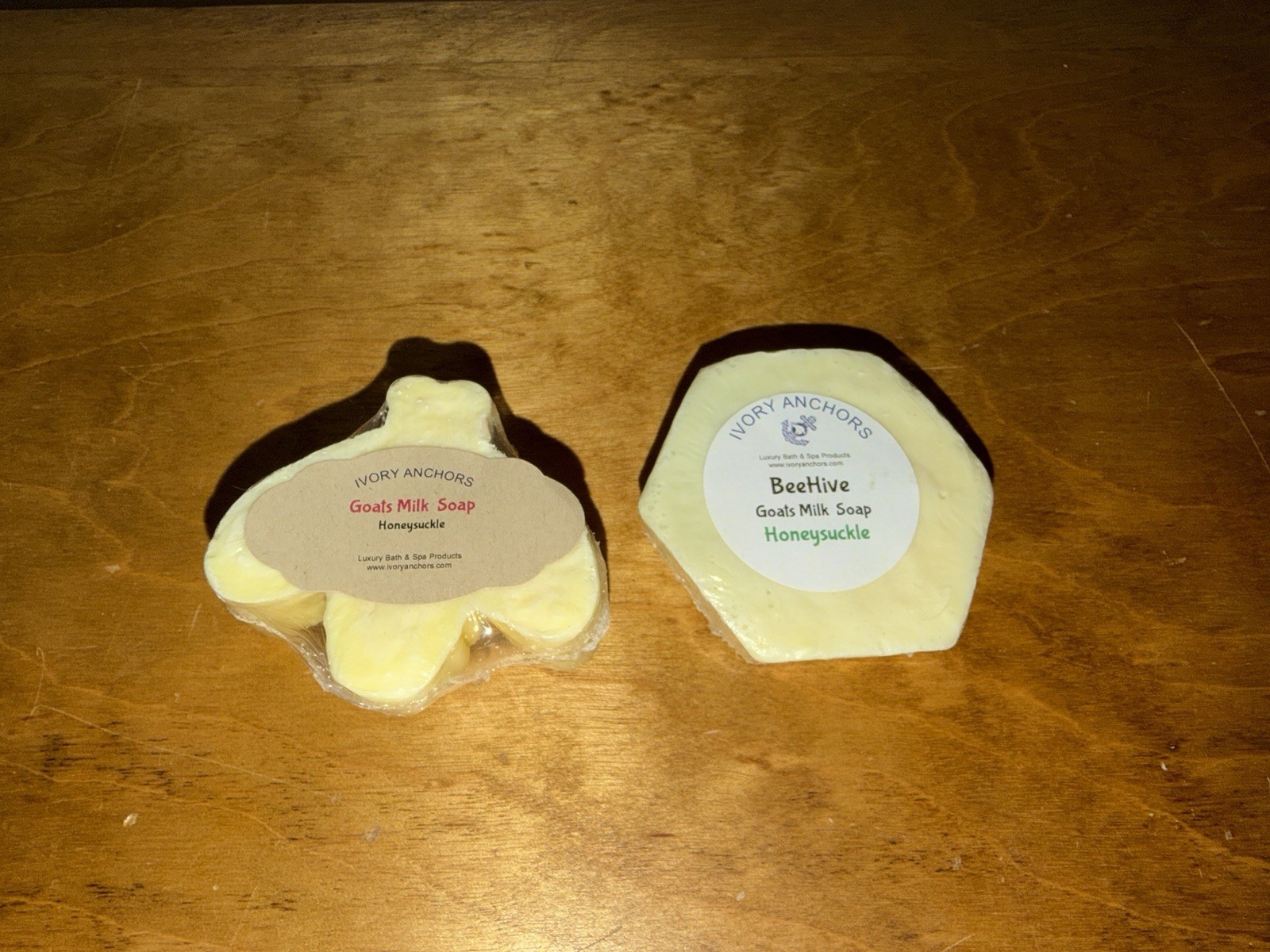 x2 Honeycomb Honey Bee Shapes Ivory Anchors Goat Milk Soap Formed Bars Decor