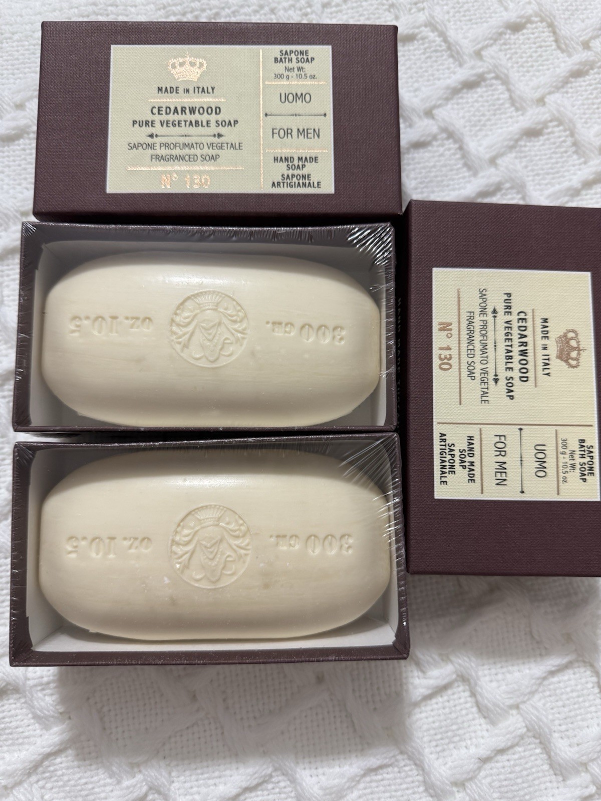 2 pcs SAPONERIE MARIO FISSI SRL 10.5 OZ CEDARWOOD Men Bar Soap GIFTBOX Italy