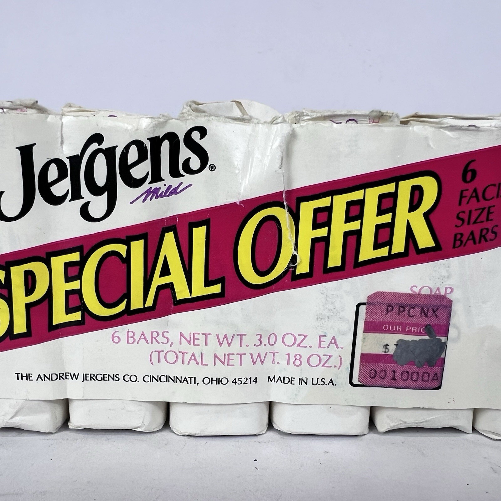 Vintage Jergens Mild Bar Soap 6 Bar Family Pack Cleans Set Lot New NOS Prop
