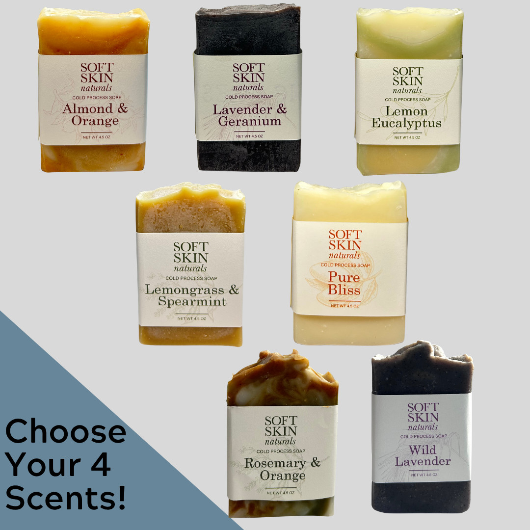 Choose Any 4 Handmade Soap Bars Vegan Natural Cold Process Gift Bundle