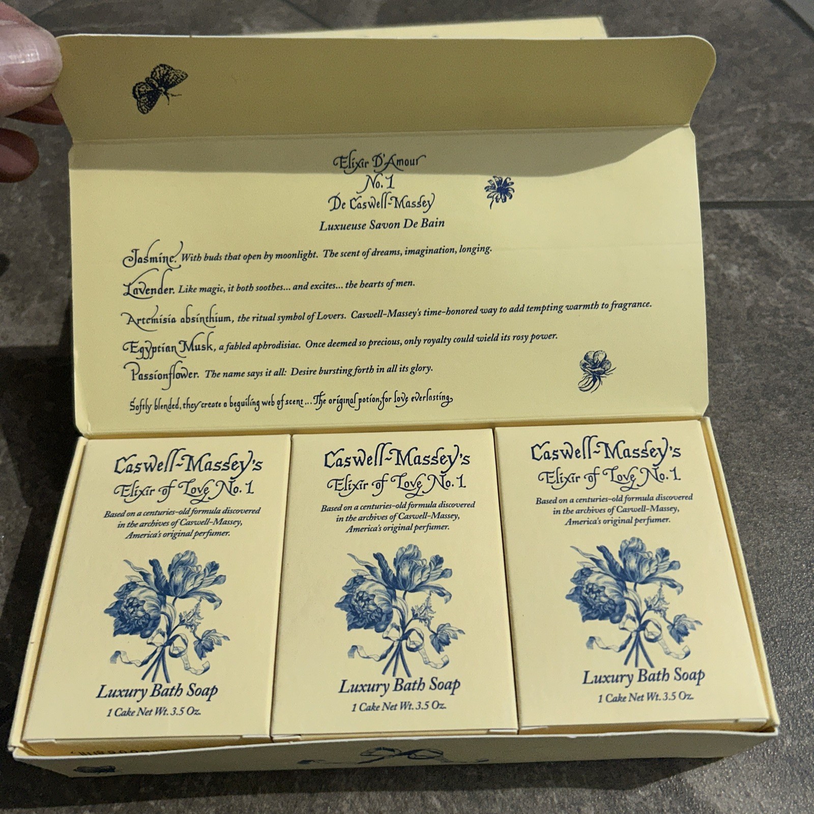 Caswell Massey Elixir Of Love No.1 Luxury Bath Soap 3 Boxes 9 BARS Total