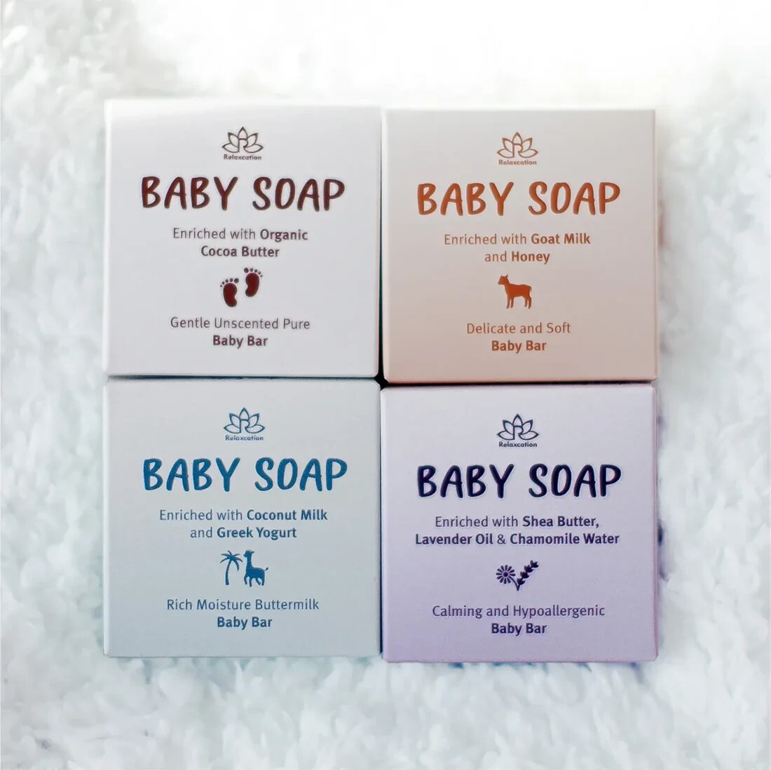 Set of 4 Organic Baby Soap Bars – All-Natural Cold Process Soap – Handmade in US
