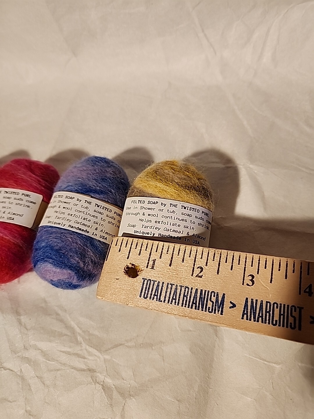 Felted Wool Exfoliating Soap Hand Made In USA Rainbow Multicolor Lot Of 6