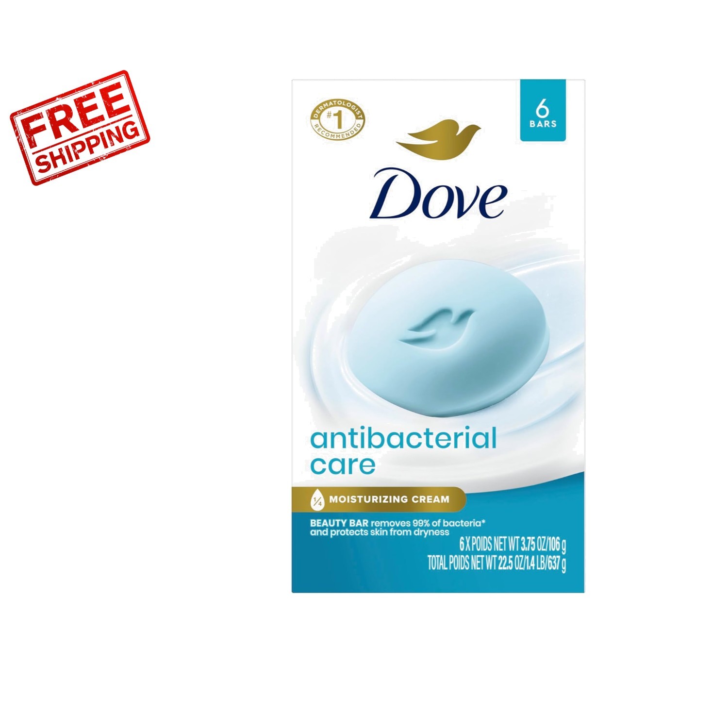 Antibacterial Care Beauty Bar Soap – 6 Bars for Moisturized and Radiant Skin