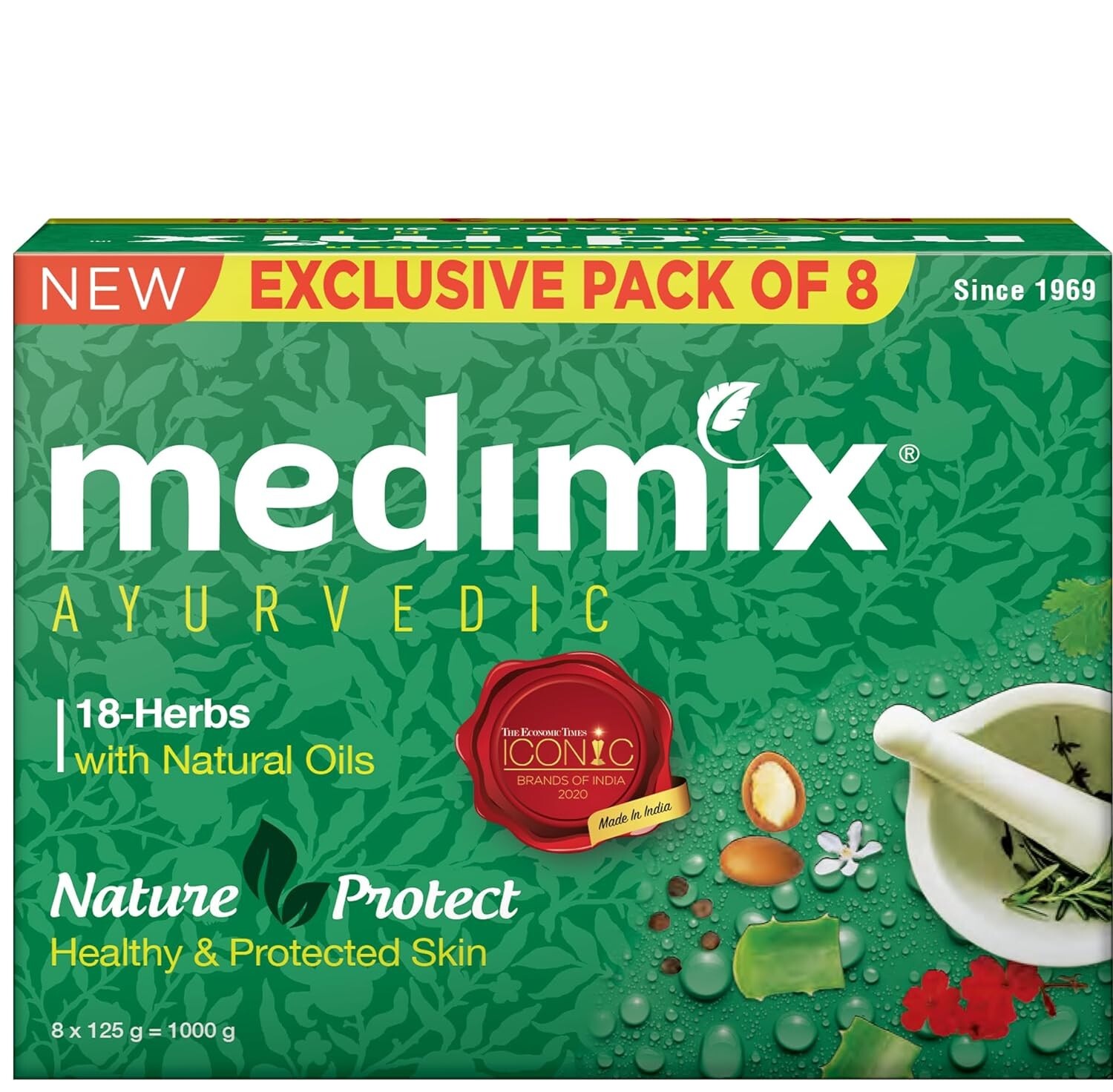 Medimix Ayurvedic Classic 18 Herbs Bathing Soap For Healthy Skin 125gm X 8 Bars