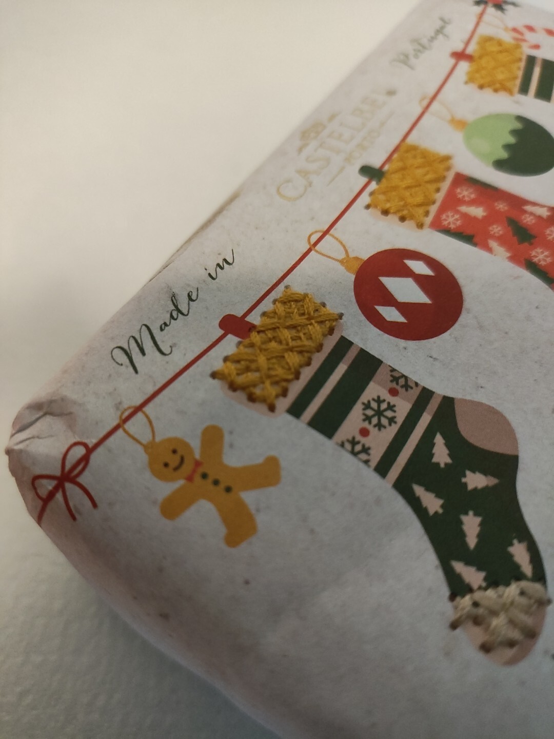Castelbel PEPPERMINT BARK Scented Soap Bar 10.5oz Stockings SEWN HOLIDAY Wrap
