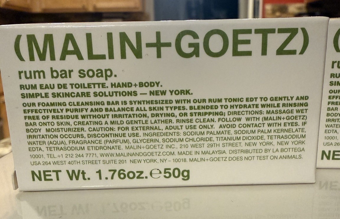 2-PACK Malin + Goetz Rum Bar Soap 1.76 Oz/50g TRAVEL SIZE NEW IN BOX